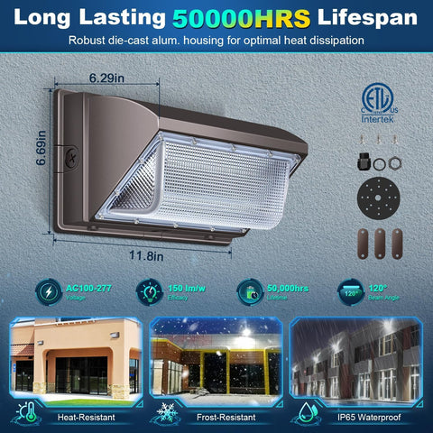 Ledmo LED Wall Pack Light side view enhances perimeter visibility for warehouses