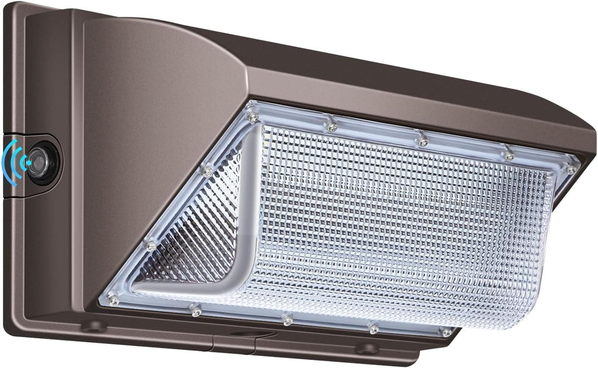 Ledmo wall pack 120W front view; bright outdoor illumination for security.