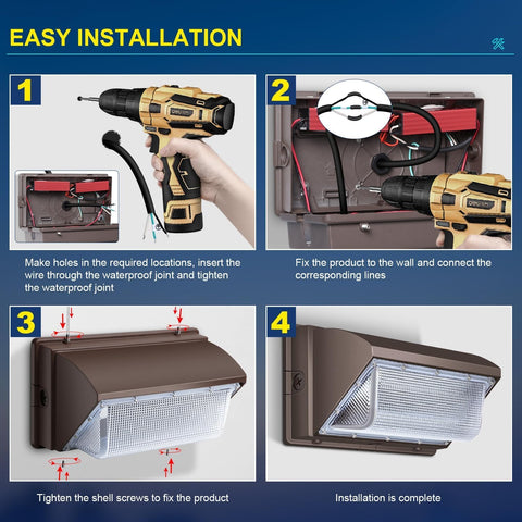 Ledmo wall pack easily mounts to walls with included hardware