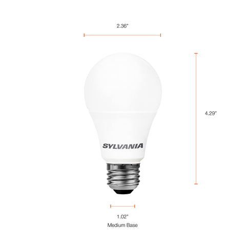 Long-life LED A19 bulb offers up to 11,000 hours of use.