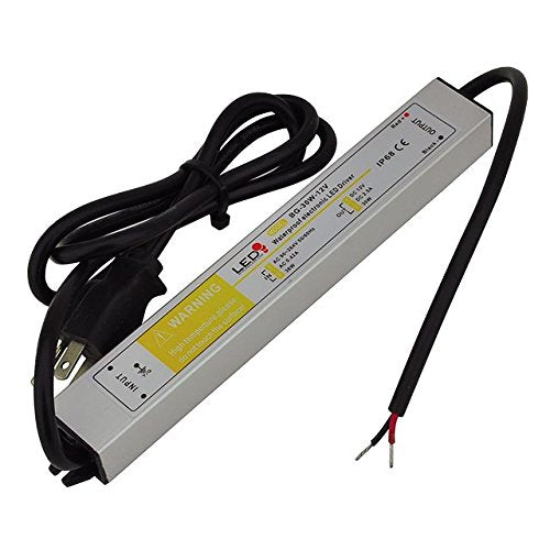 LEDwholesalers 12V DC waterproof power supply with IP68 rating for outdoor use.