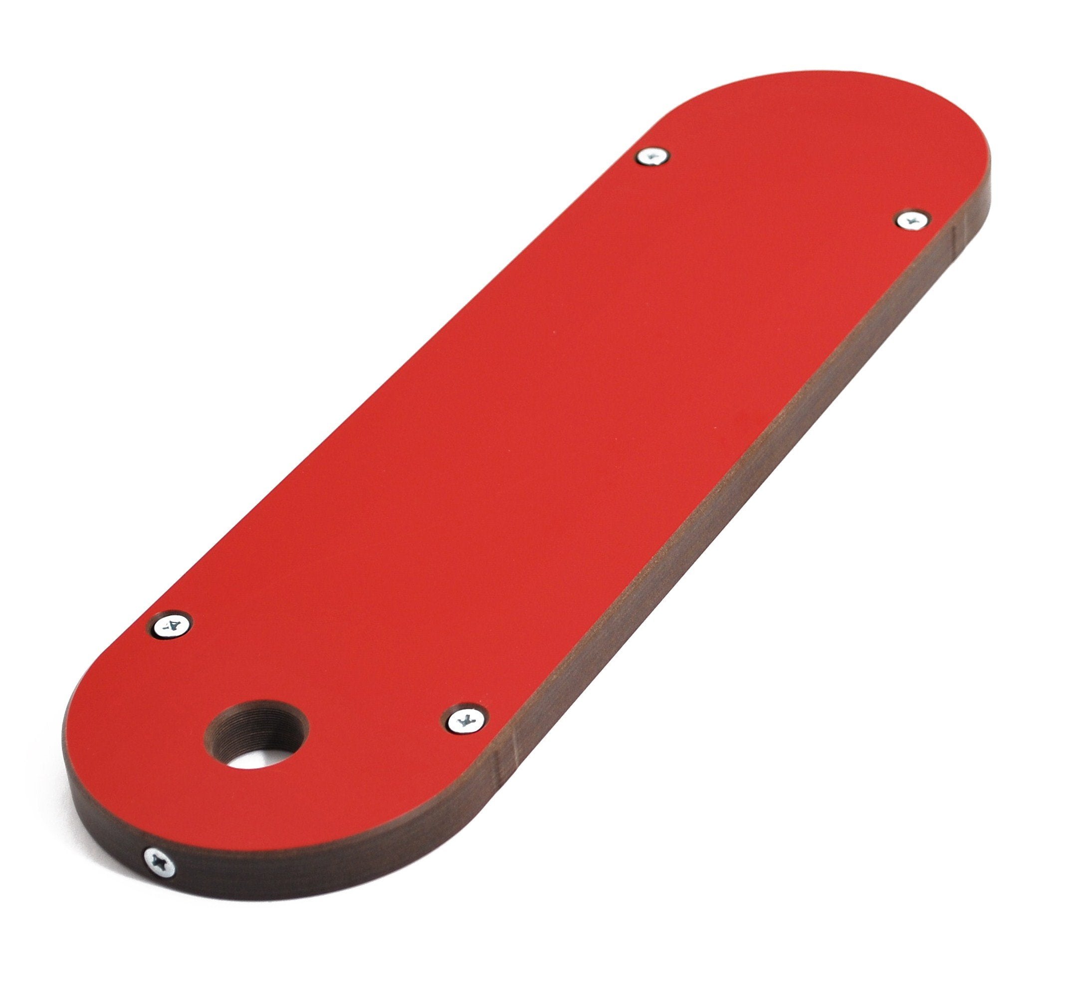Leecraft DL-1U zero-clearance insert for Delta right-tilt saw with blade pocket for bevel cuts.