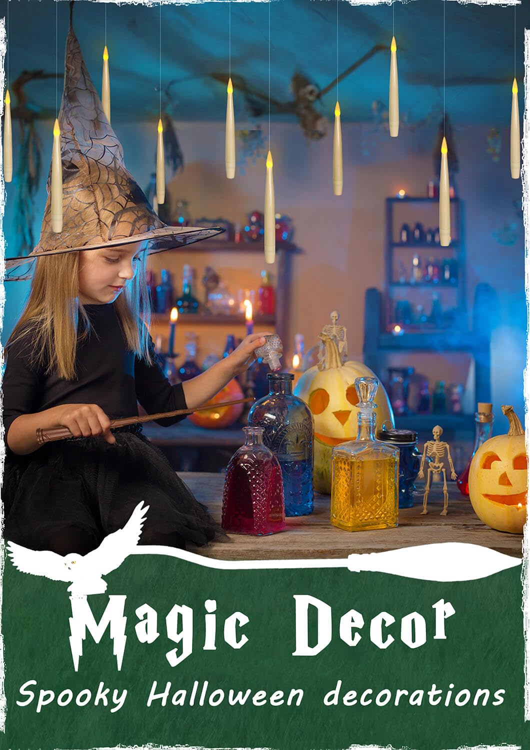 Leejec Halloween and Christmas decor with flameless glow.