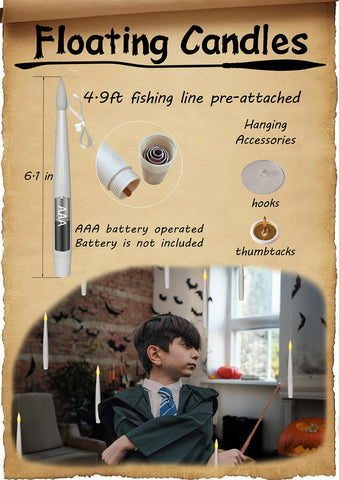 Leejec fishing-wire hangers enable precise, level floating candle display.