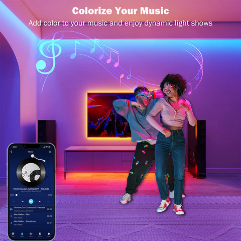 Leeleberd LED strip in music sync mode dancing to the beat.