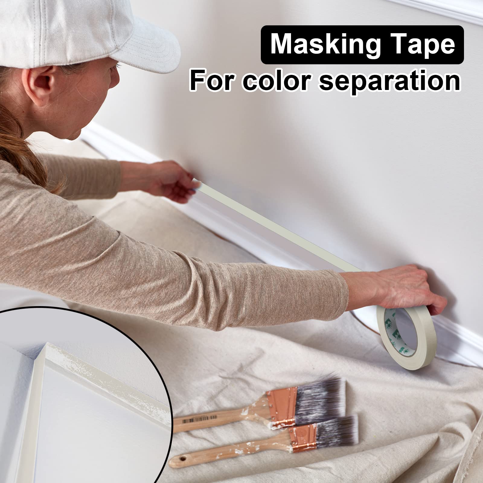 Close-up of Leelosp beige masking tape showing width and edge quality