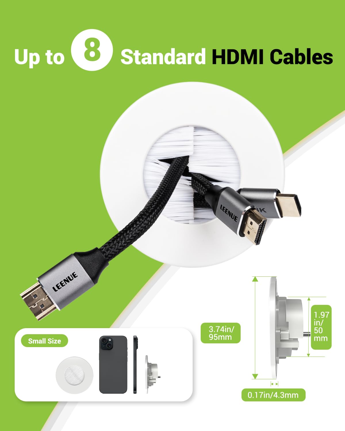 LEENUE compact design saves space while concealing multiple cables behind the wall.