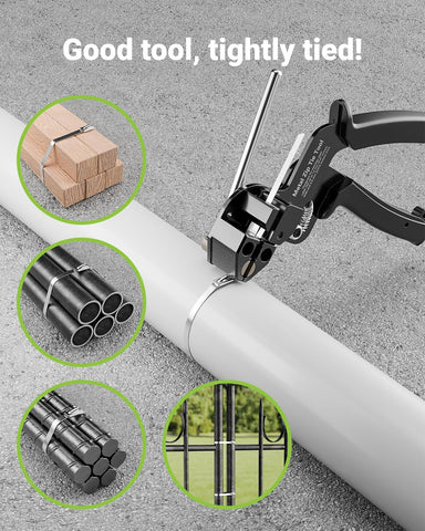 LEENUE metal cable tie gun ergonomic handle reduces hand fatigue.