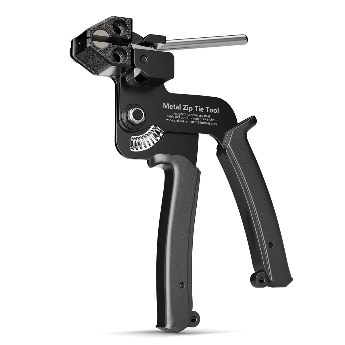 LEENUE metal cable tie gun front view highlights its robust build for outdoor repairs.