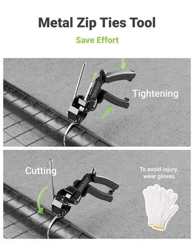 LEENUE metal cable tie gun side angle shows ergonomic design for comfortable use.