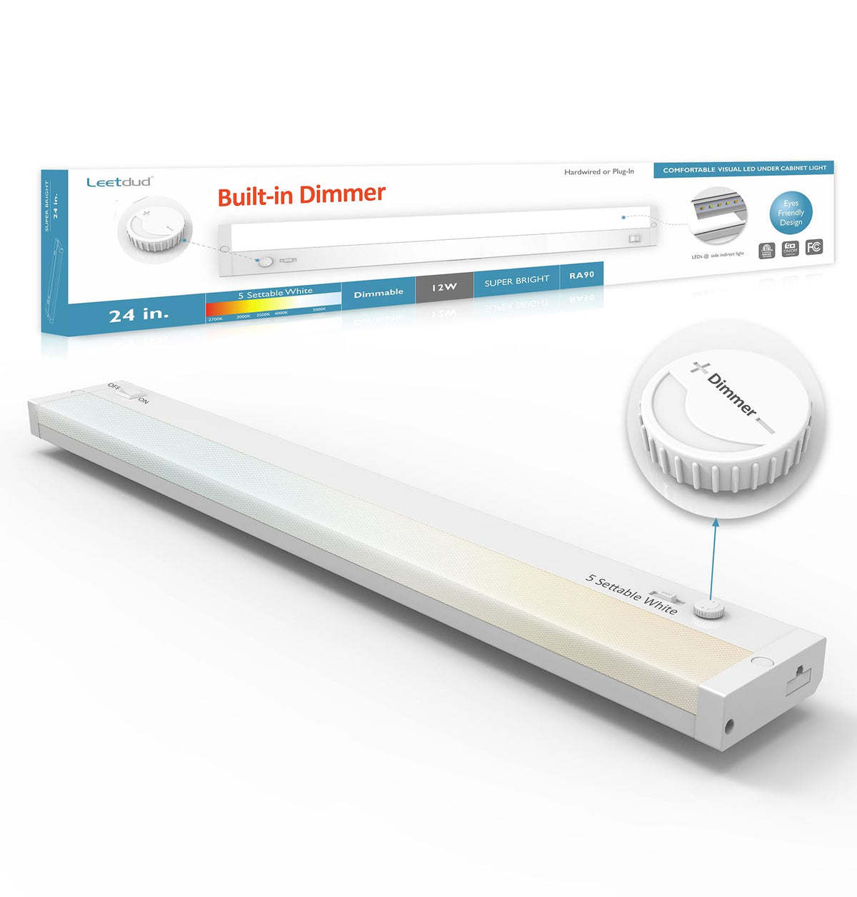 Leetdud 12in under-cabinet light provides compact, efficient counter illumination.