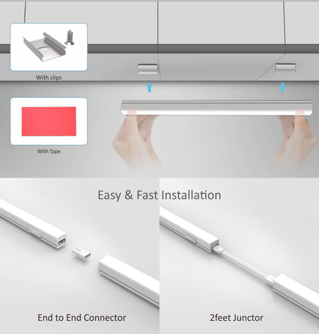 Leetdud linkable lights connected for seamless long lighting runs along a cabinet.