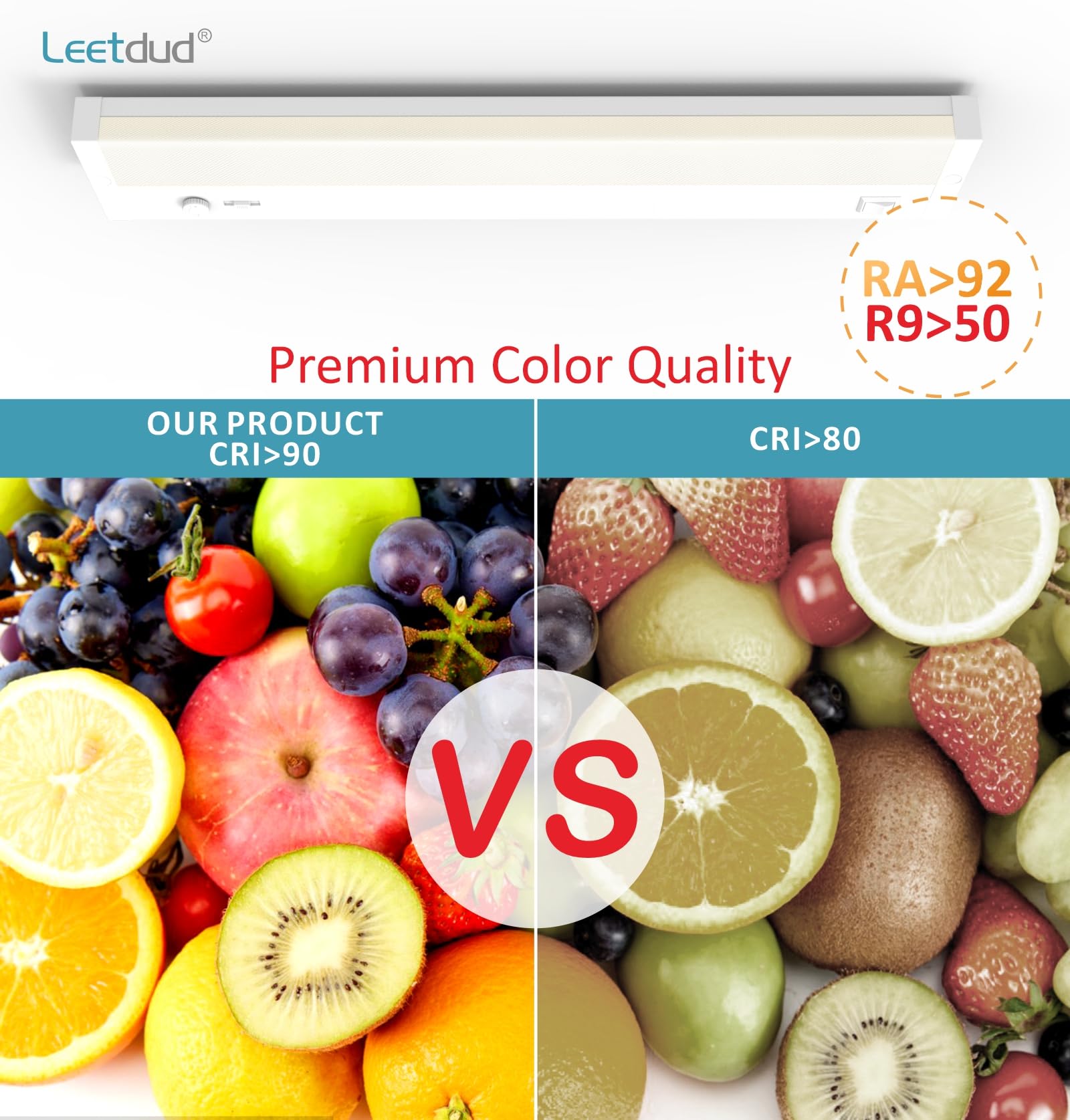 Leetdud high CRI under-cabinet light renders true countertop colors