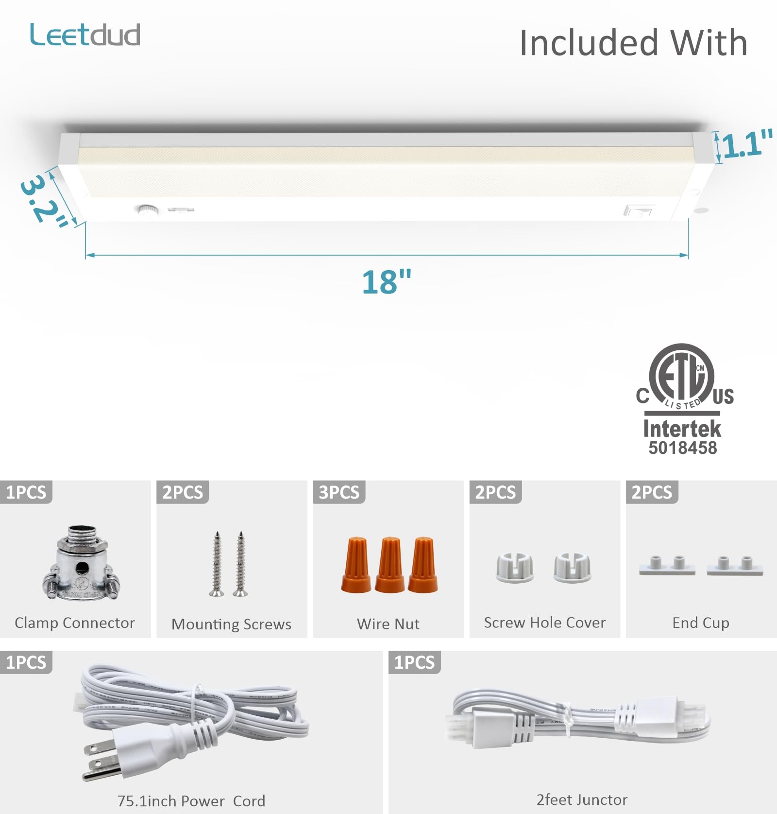 Leetdud white low-profile under-cabinet light blends with cabinetry