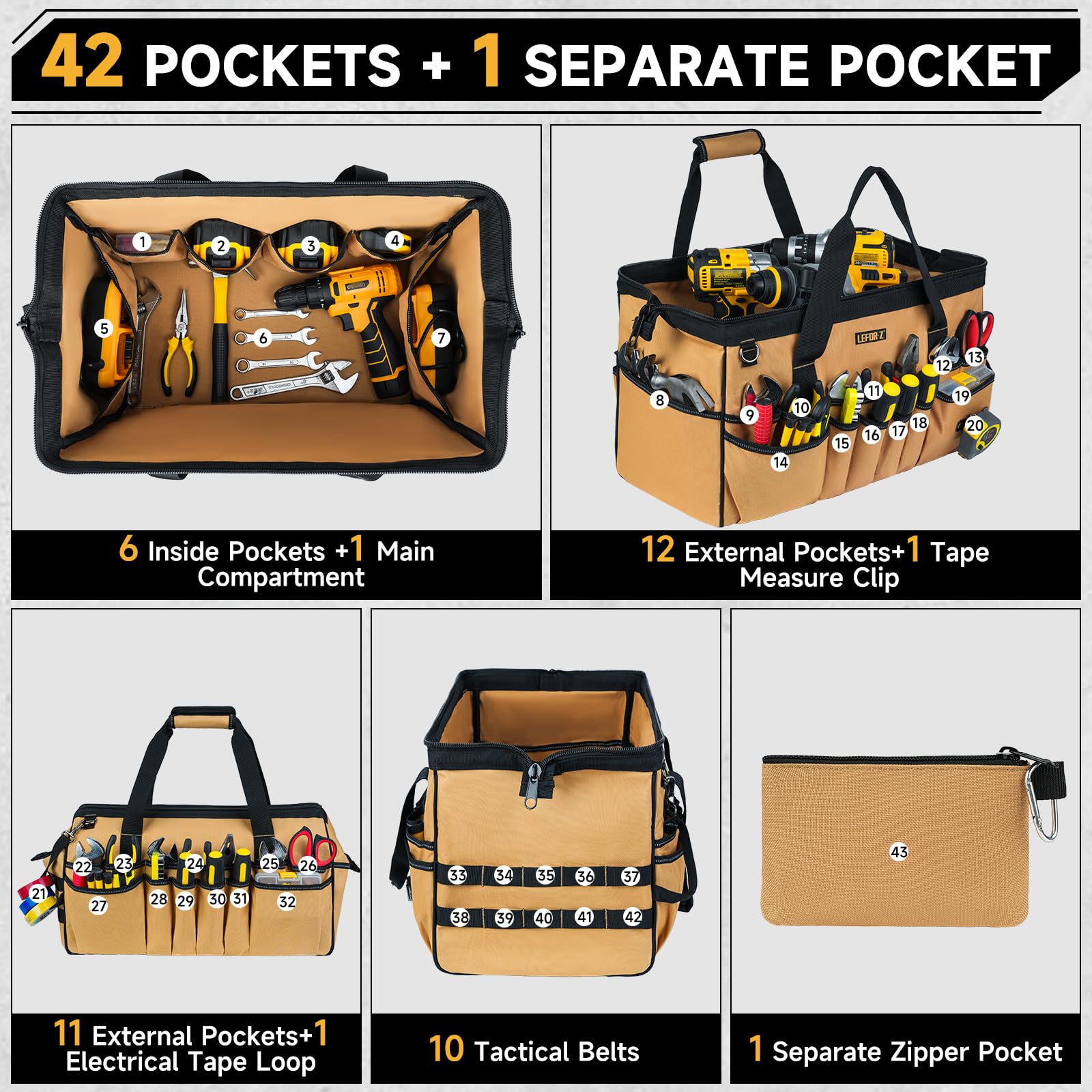 LEFOR·Z 18.5-inch bag with reinforced stitching and metal buckles for heavy-duty use
