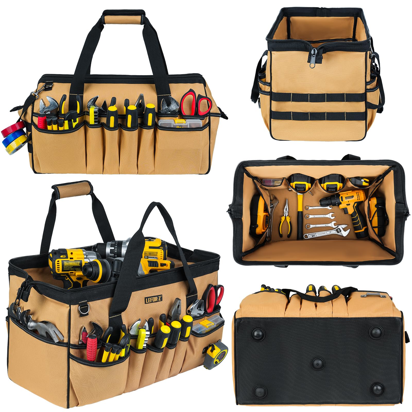 LEFOR·Z tool bag wide-mouth opening for quick tool access and setup