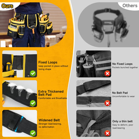 LEFOR-Z 27-pocket belt organizes tools like screwdrivers and tape measures