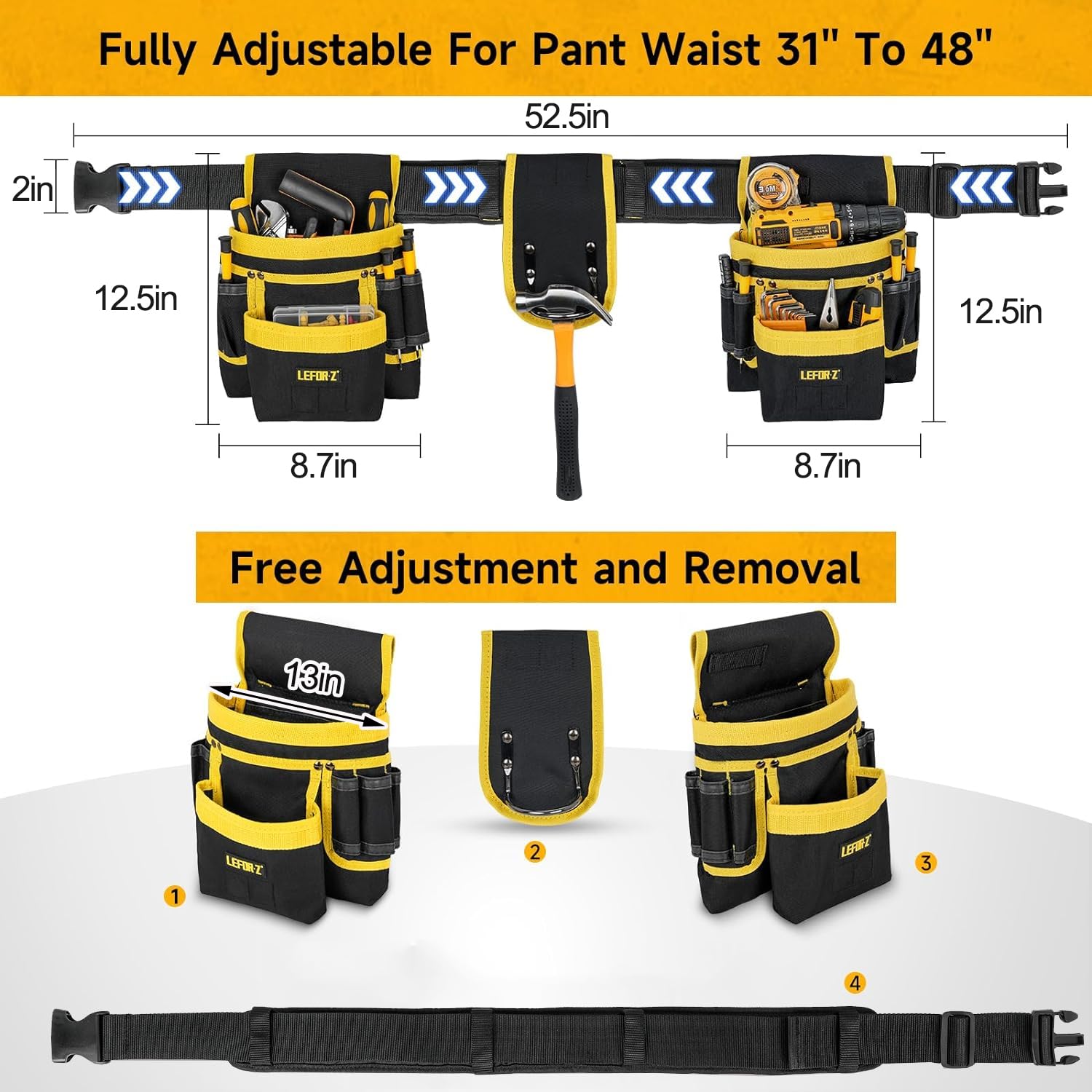 LEFOR-Z detachable pockets allow customizing tool load for different jobs