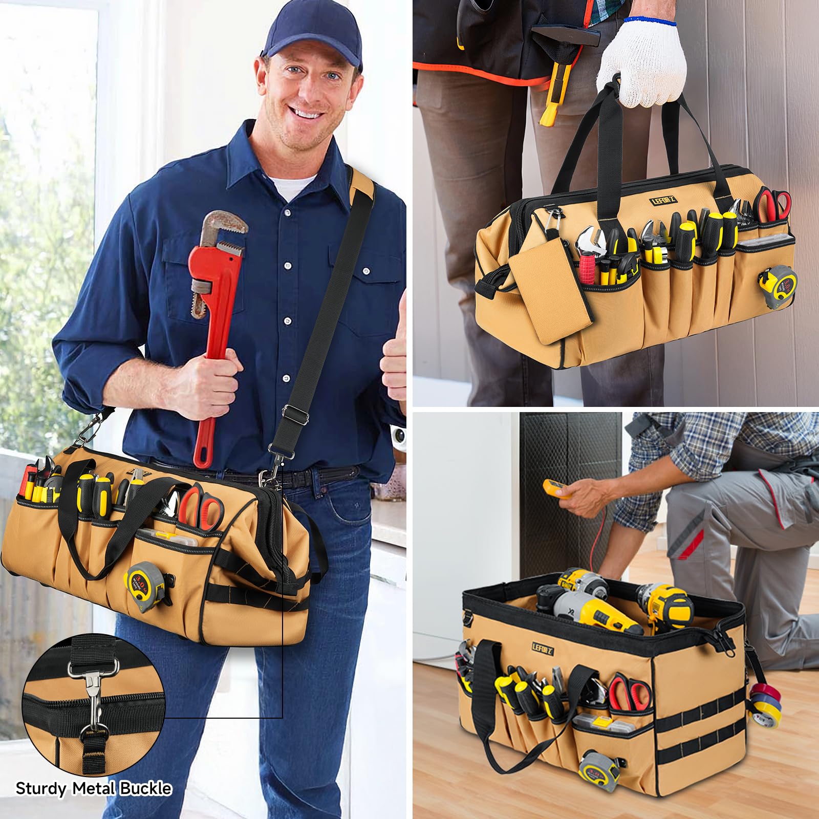 LEFOR·Z adjustable shoulder strap enables comfortable carrying across jobsites