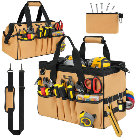 LEFOR·Z 15-inch tool bag wide mouth for quick access to tools.