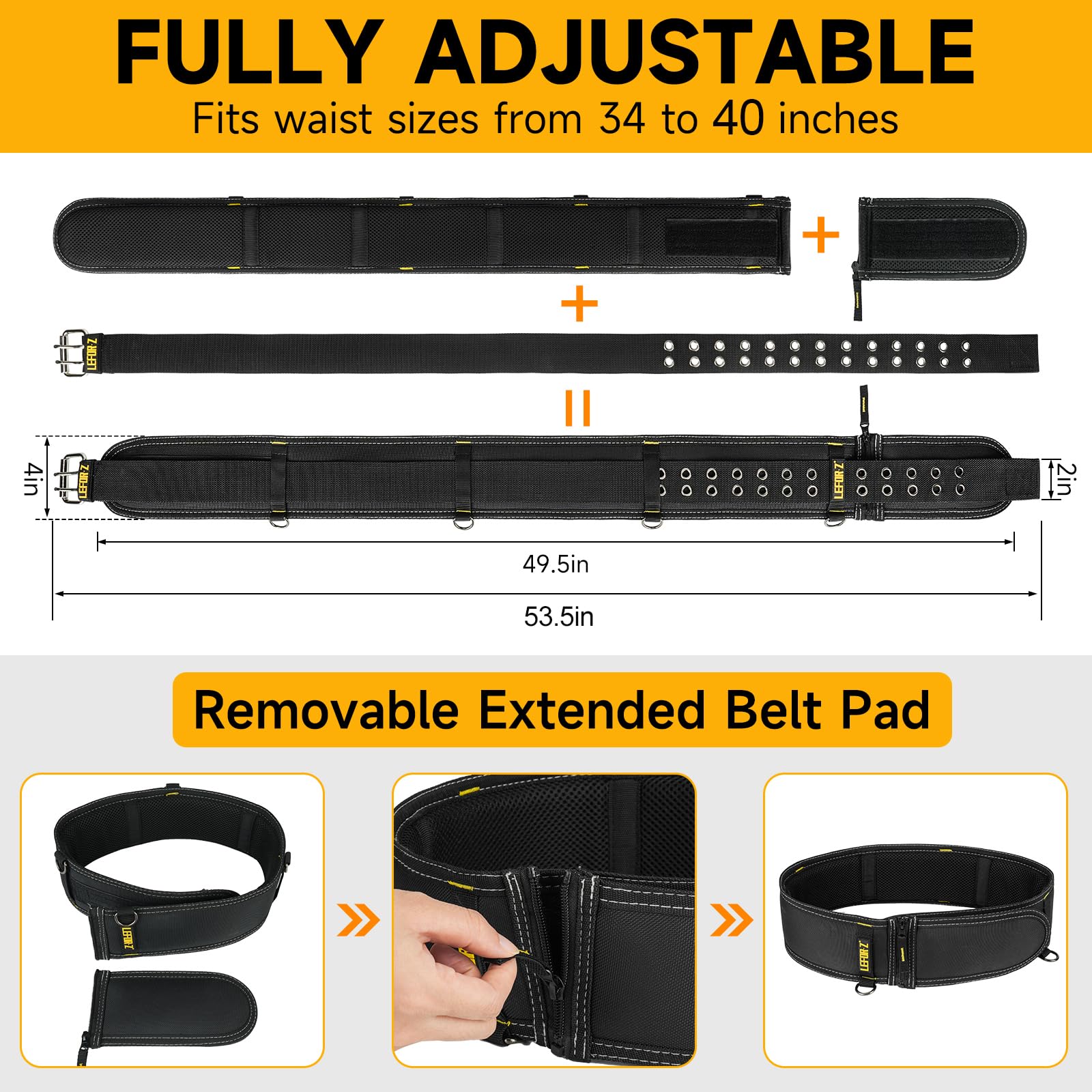 LEFORZ four metal D-rings attach with four-point suspenders for secure setup.