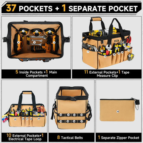 LEFOR·Z heavy-duty 1680D fabric resists scratches and tears on job sites.