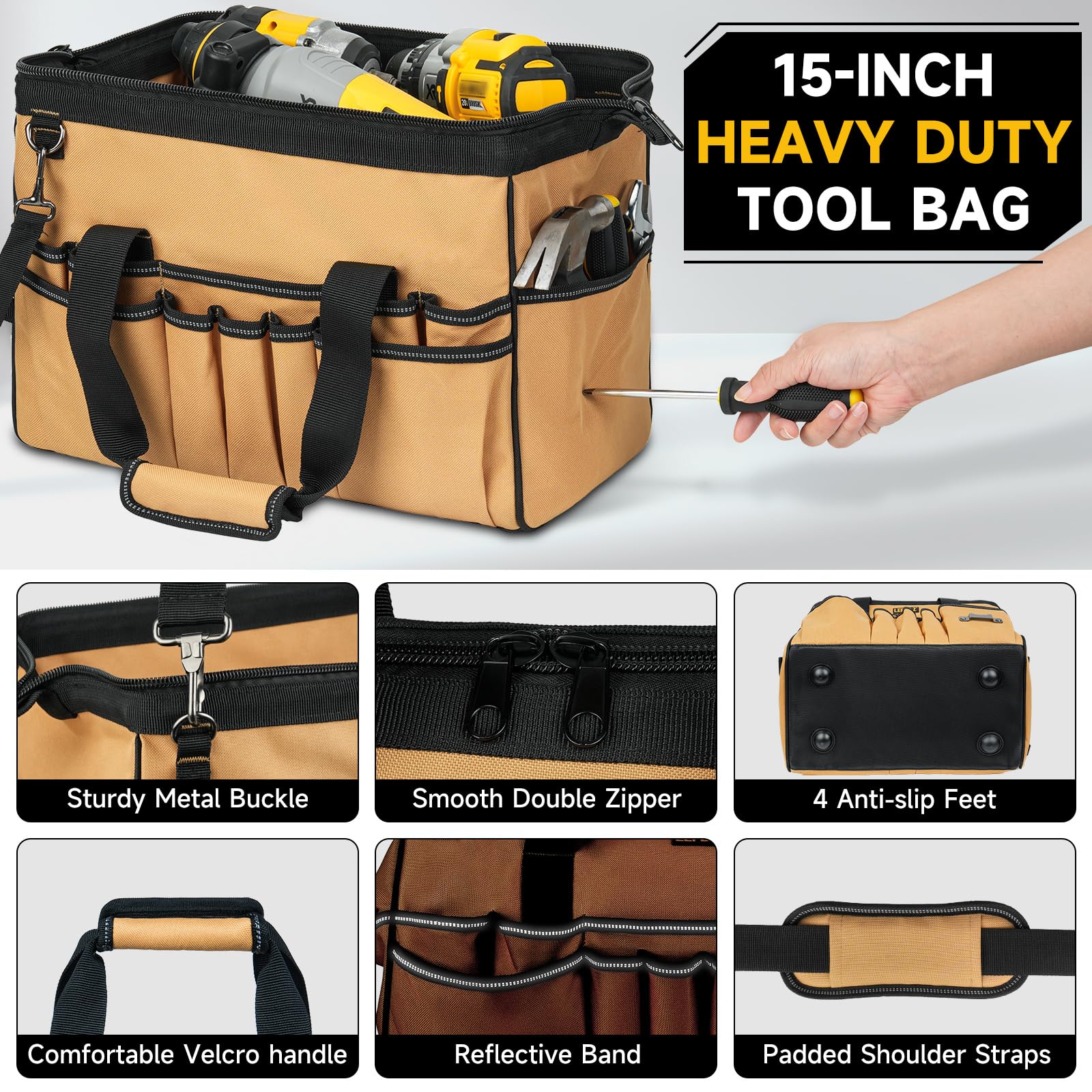 LEFOR·Z wide mouth and double zipper enable fast tool loading.