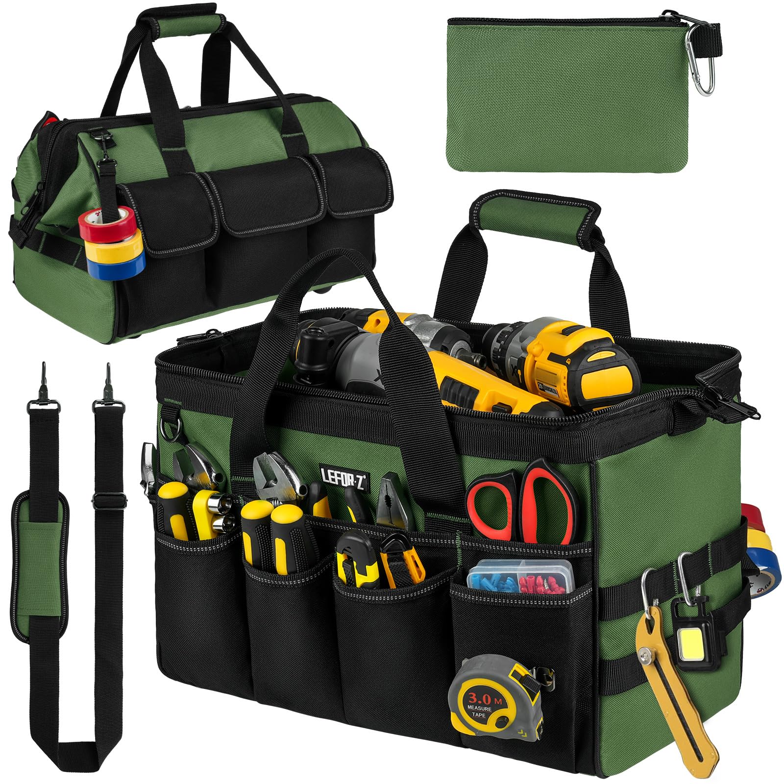 LEFOR·Z 16-inch wide-mouth tool bag enables fast tool access for professionals