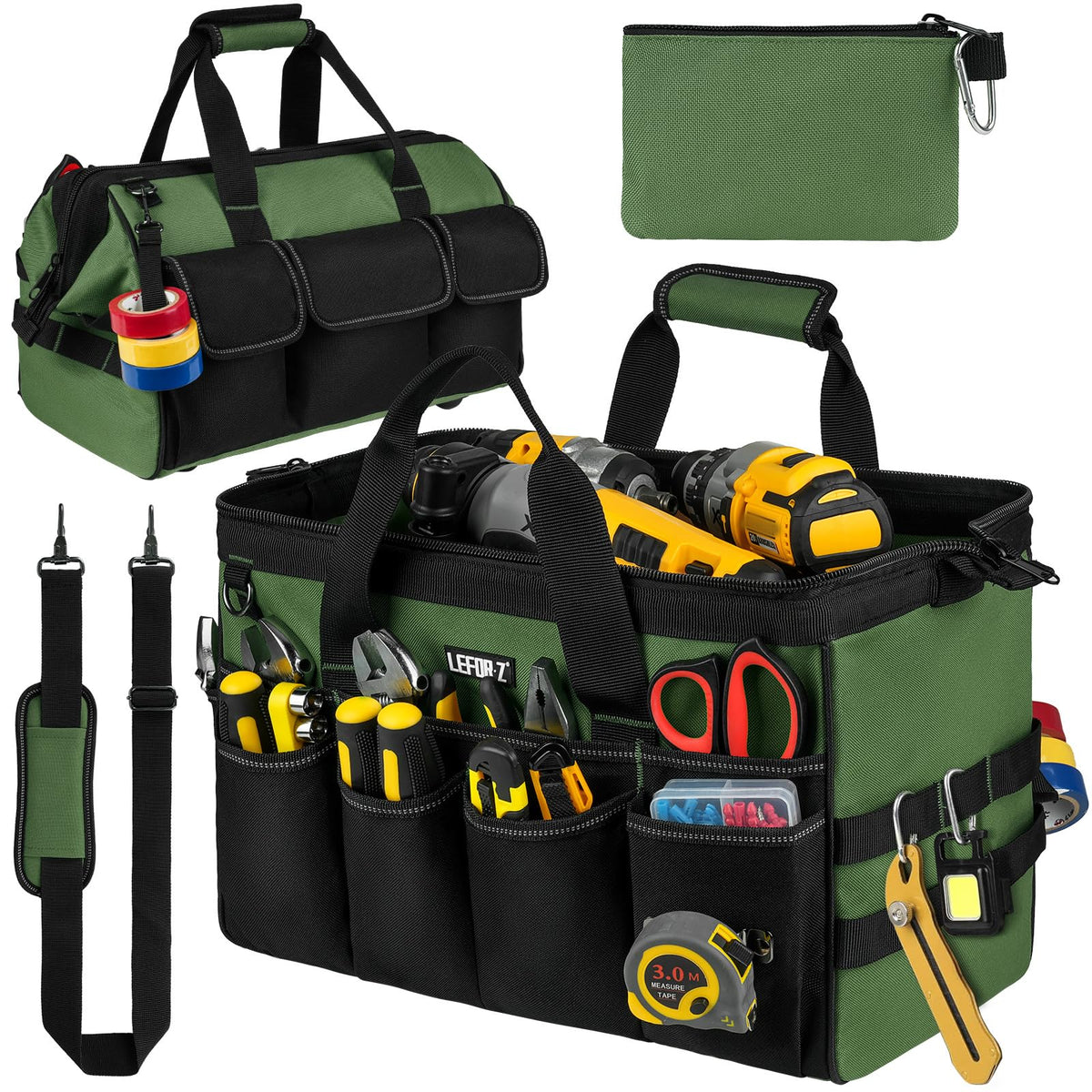 LEFOR·Z 16-inch wide-mouth tool bag enables fast tool access for professionals
