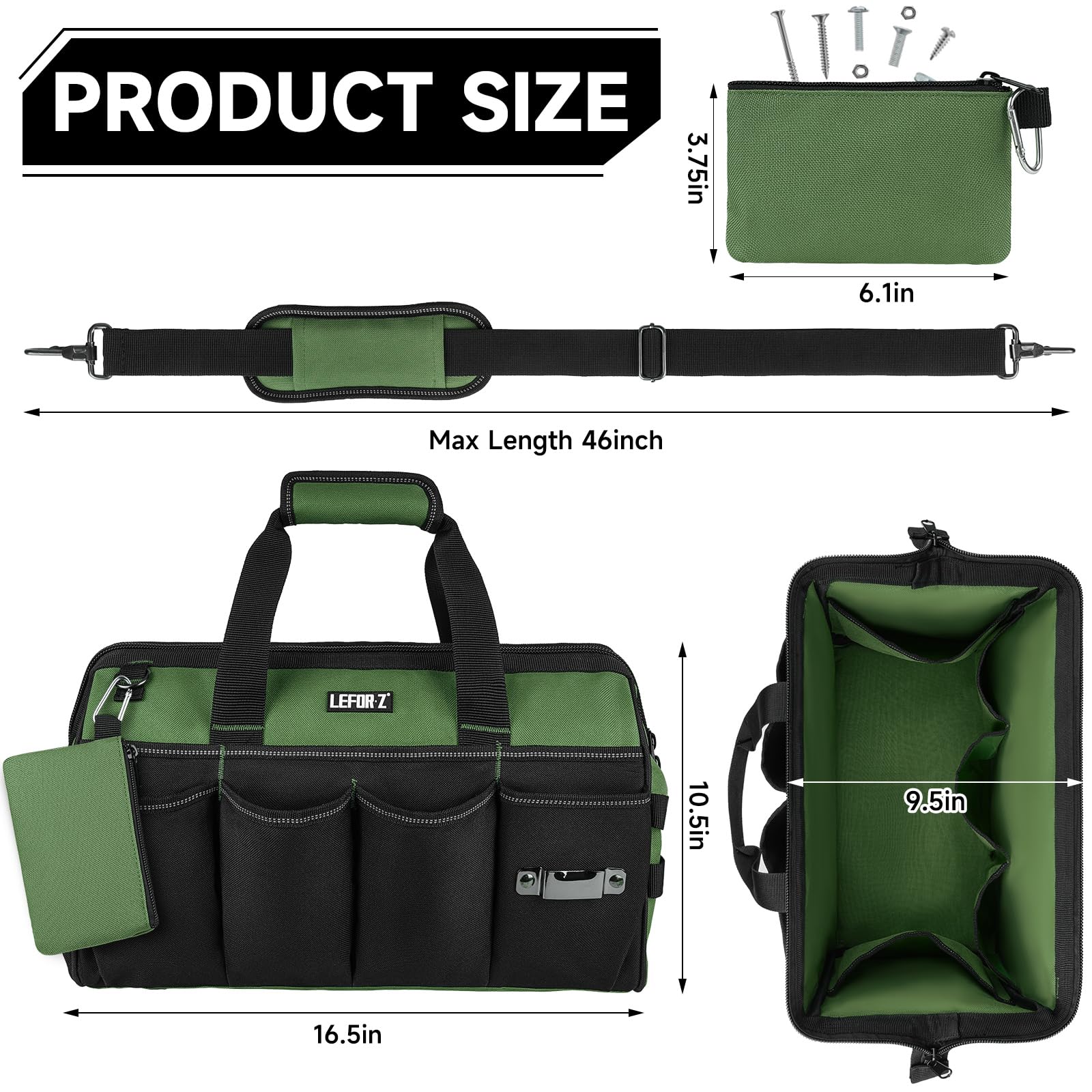 LEFOR·Z 27-pocket layout keeps tools neatly organized on the job