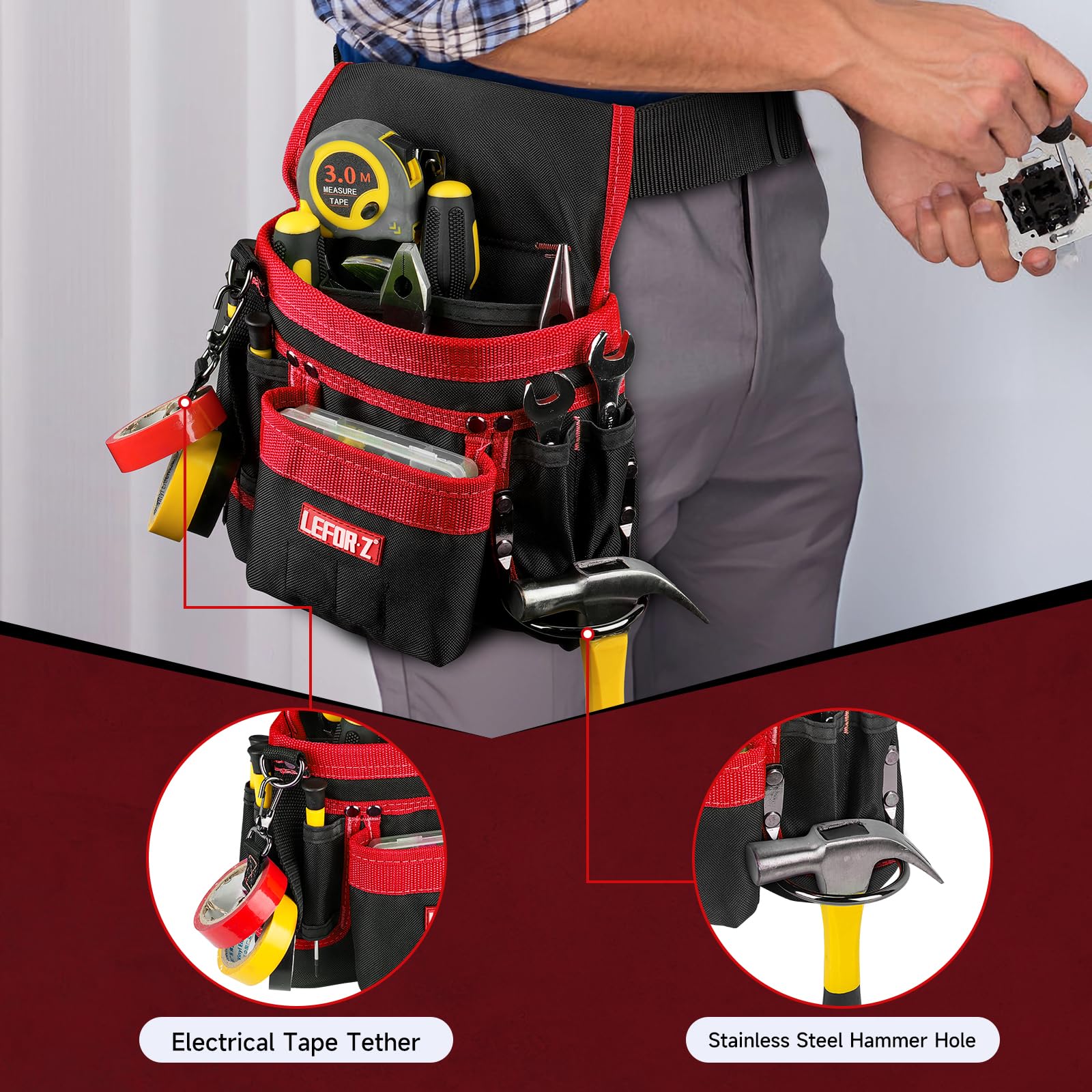 LEFOR·Z adjustable waist belt fits 31 to 48 inches with quick-release buckles.