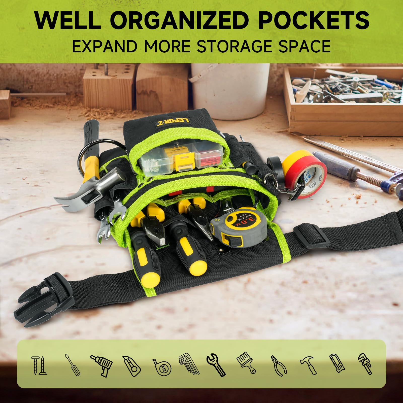 Hammer hole on LEFOR·Z belt provides ready hammer storage