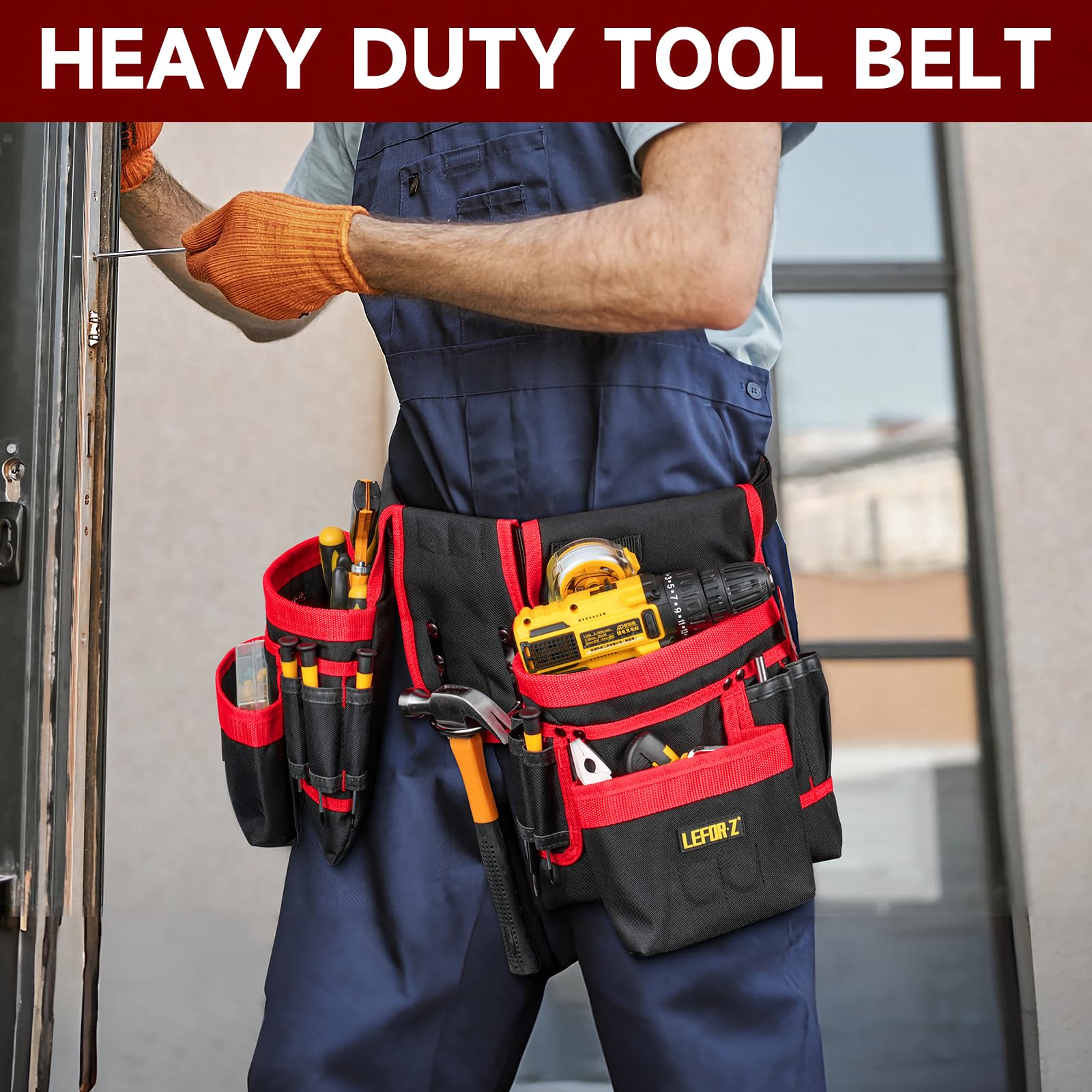 LEFOR·Z magnetic-front pockets secure nails and screws on the go