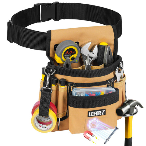 LEFOR·Z tool belt with magnet pouch and 14 pockets for organization.