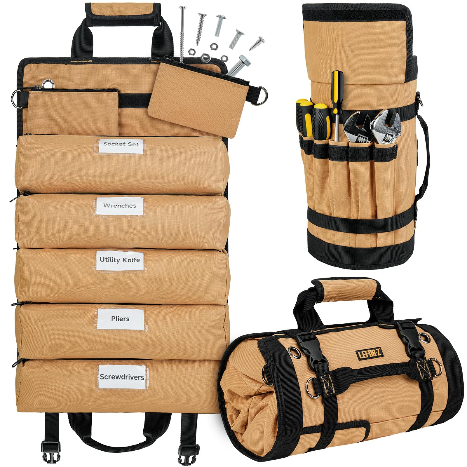 LEFOR·Z toolbag roll-up in rugged 1000D fabric for durability on site.