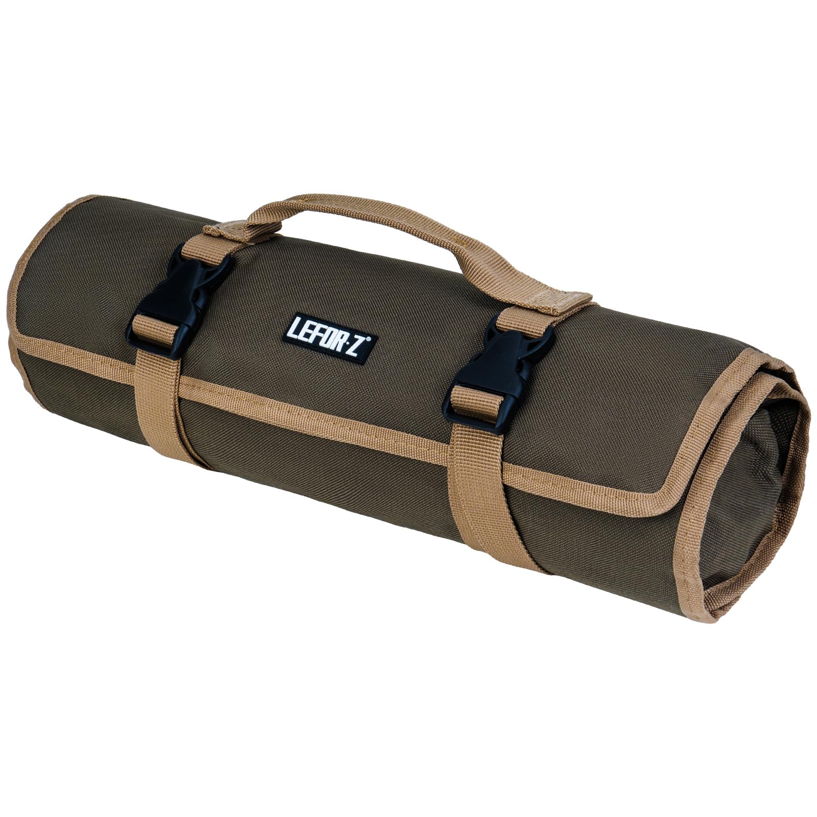 LEFOR·Z note: tools not included with olive green wrench roll organizer.