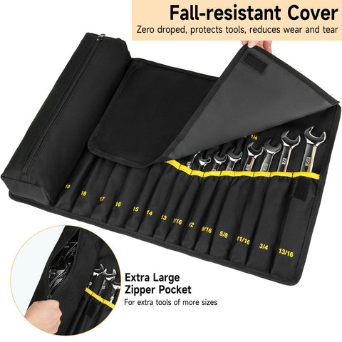 LEFOR·Z wrench roll features a top flap to prevent drops during movement.