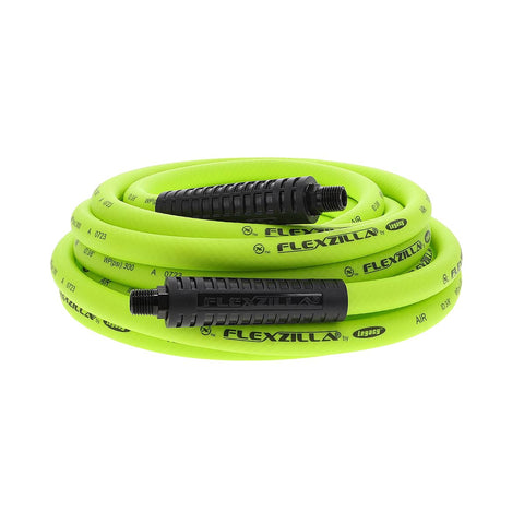 Legacy Flexzilla air hose coiled neatly in ZillaGreen for quick setup