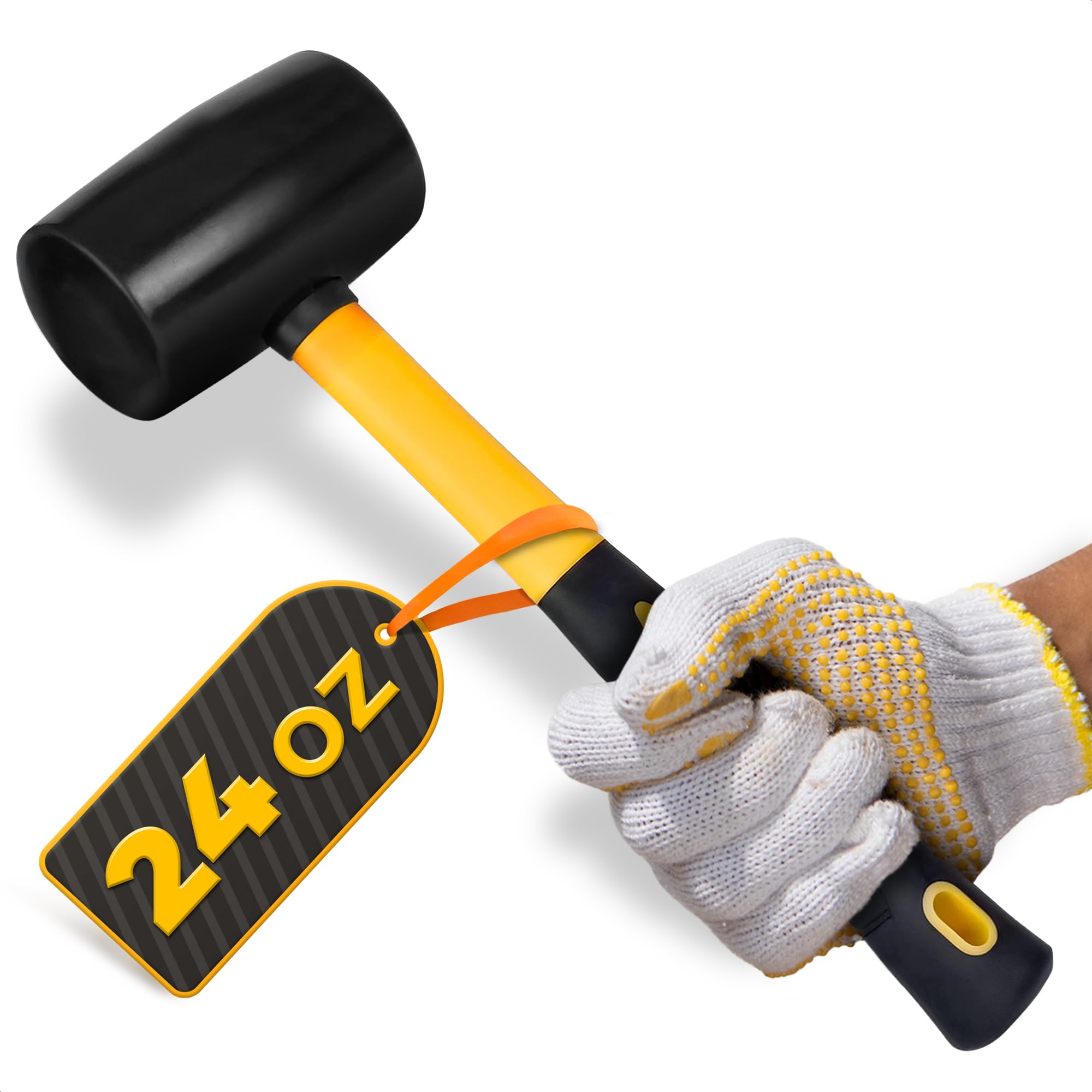 LEGLO 24oz rubber mallet head for even strikes and surface protection.