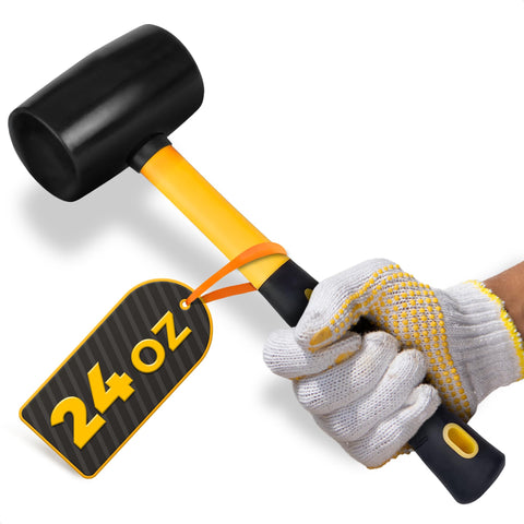 LEGLO 24oz rubber mallet head for even strikes and surface protection.