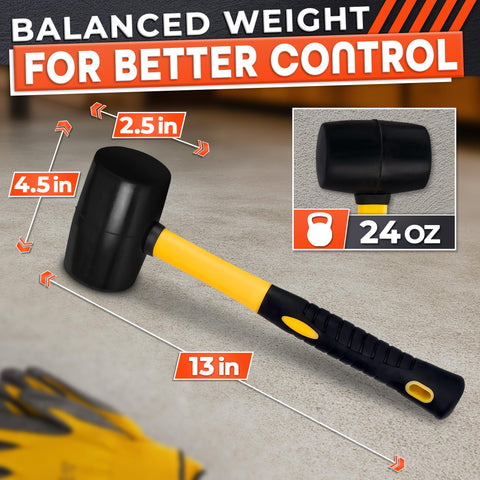 LEGLO rubber mallet ergonomic handle improves grip during long projects.