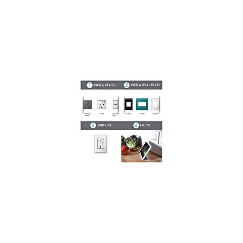 Durable Adorne 2-Gang cover keeps walls tidy and organized.