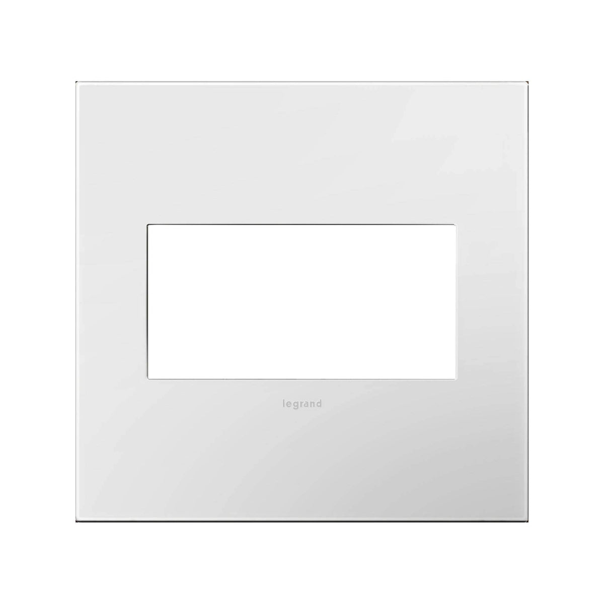 Legrand Adorne 2-Gang wall plate with gloss white finish for a clean look.