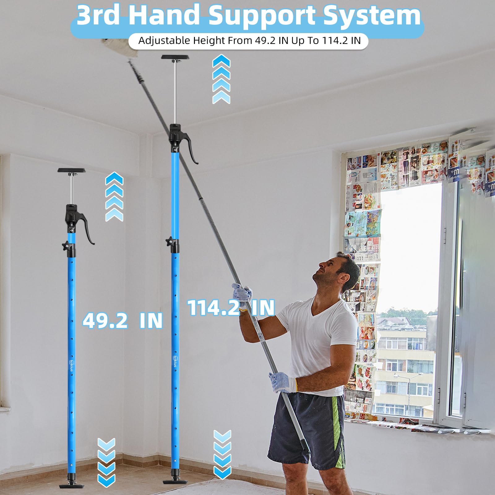 Leikius third-hand pole ceiling attachment provides versatile mounting options for walls or ceilings.