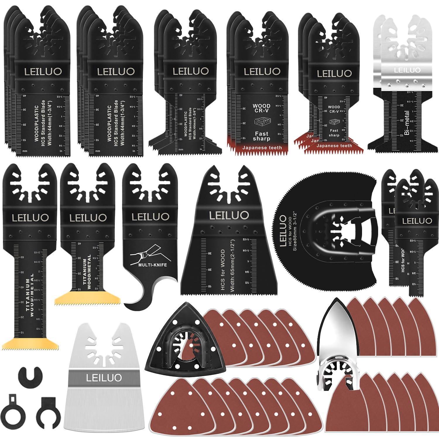 LEILUO multitool blade kit in storage bag for organized DIY projects