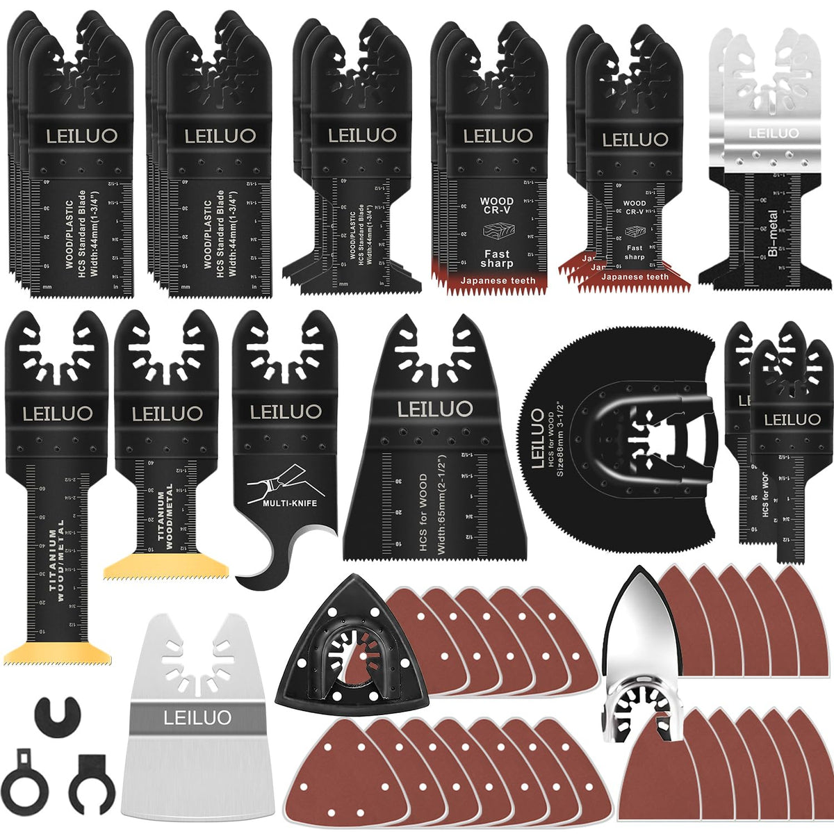 LEILUO multitool blade kit in storage bag for organized DIY projects