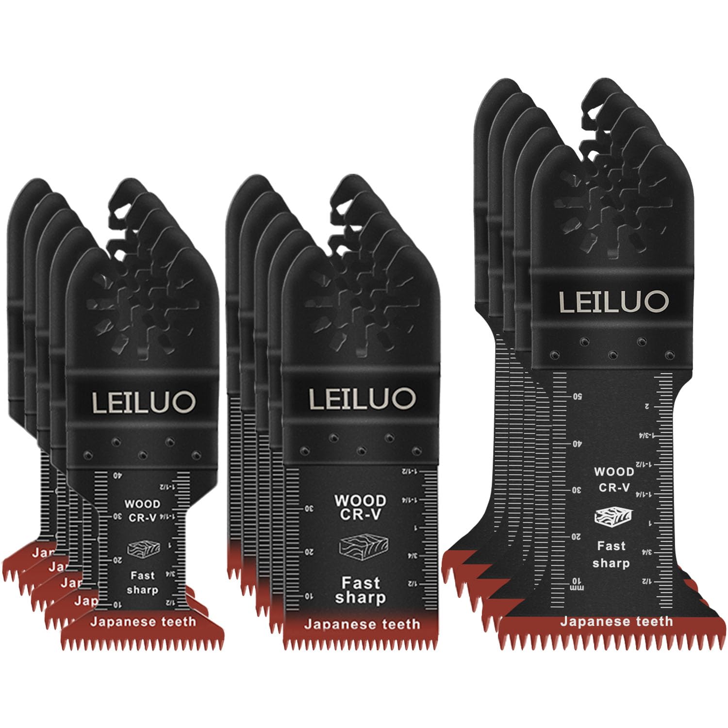LEILUO 15pcs blades with Japanese teeth for fast, clean wood cuts.