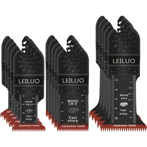 LEILUO 15pcs blades with Japanese teeth for fast, clean wood cuts.