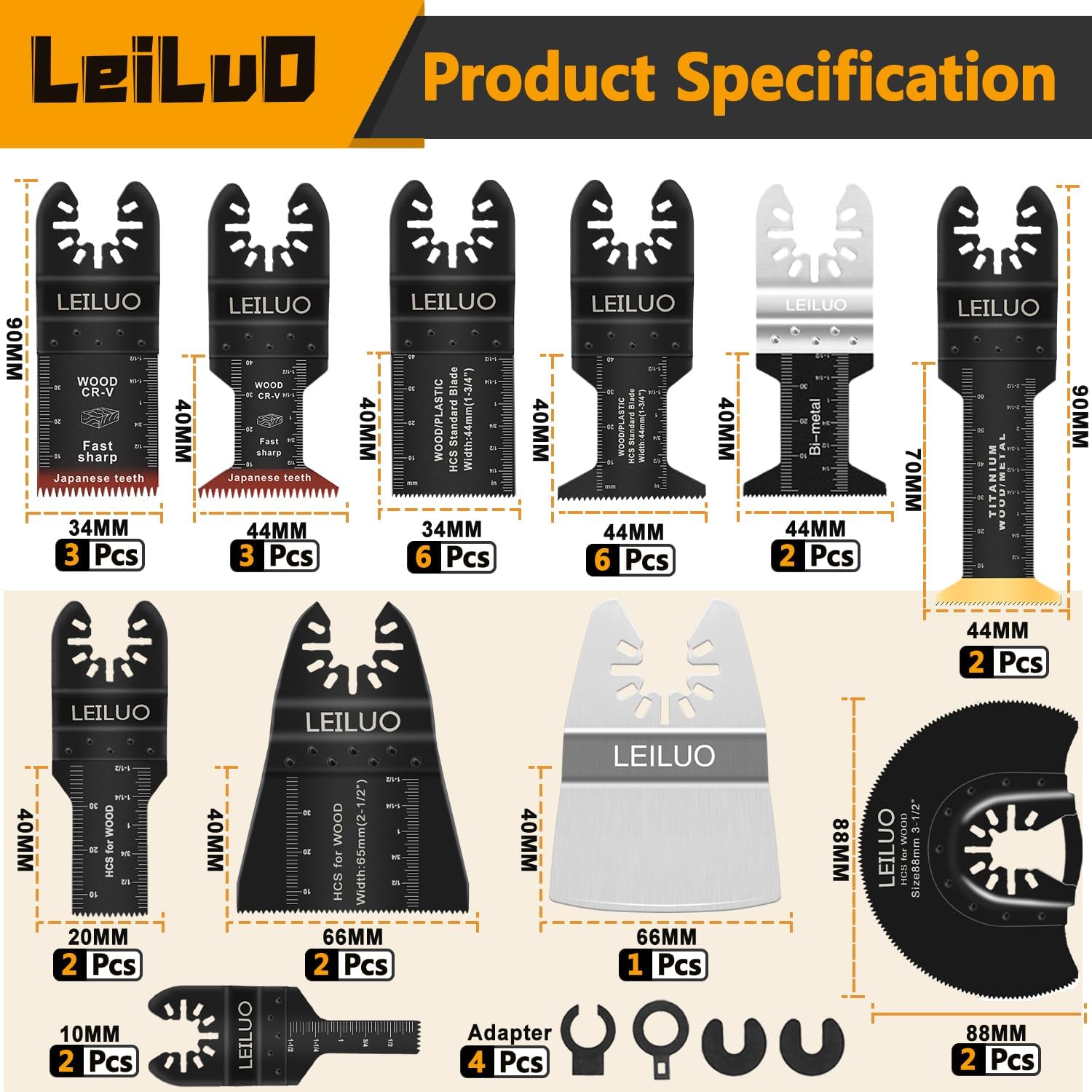 LEILUO 70mm titanium-coated blade with semi-circular design for stable deep cuts