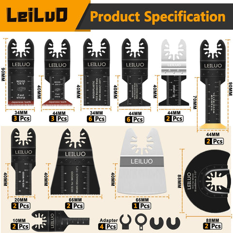 LEILUO 70mm titanium-coated blade with semi-circular design for stable deep cuts
